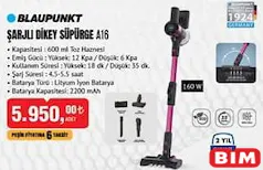 BLAUPUNKT A16 ŞARJLI DİKEY SÜPÜRGE